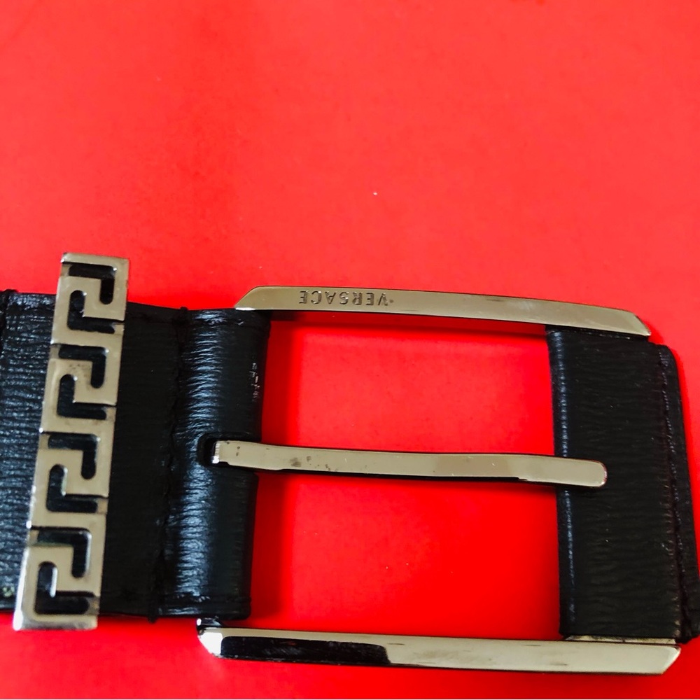 Vintage Versace Black Leather Belt